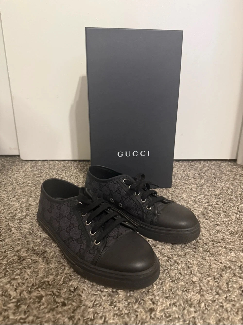 Gucci Black GG Canvas Low-Top Sneaker